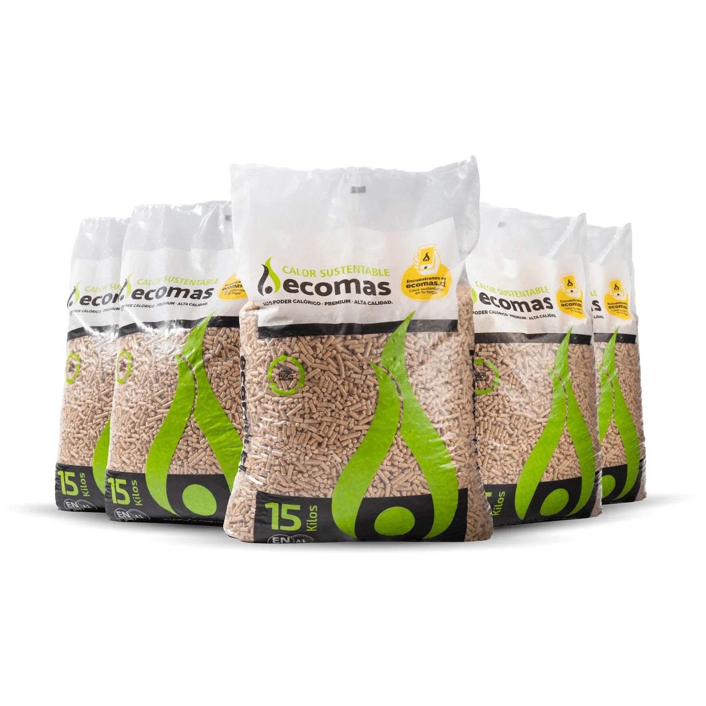 Bolsas de pellets Ecomas calor sustentable 15 kilos para calefacción sustentable